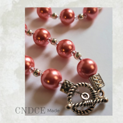 Coral Glass Pearl | Handmade Beaded Necklace | Elegant Gift for Her