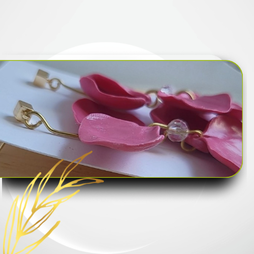 Pink peta earrings | Handmade