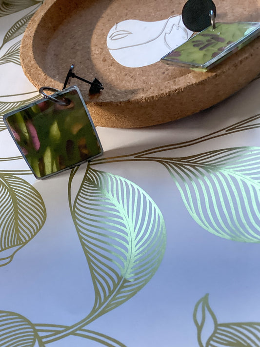 “Nature’s Echo” Handcrafted Square Earrings