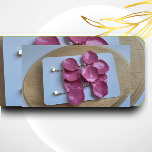 Pink peta earrings | Handmade