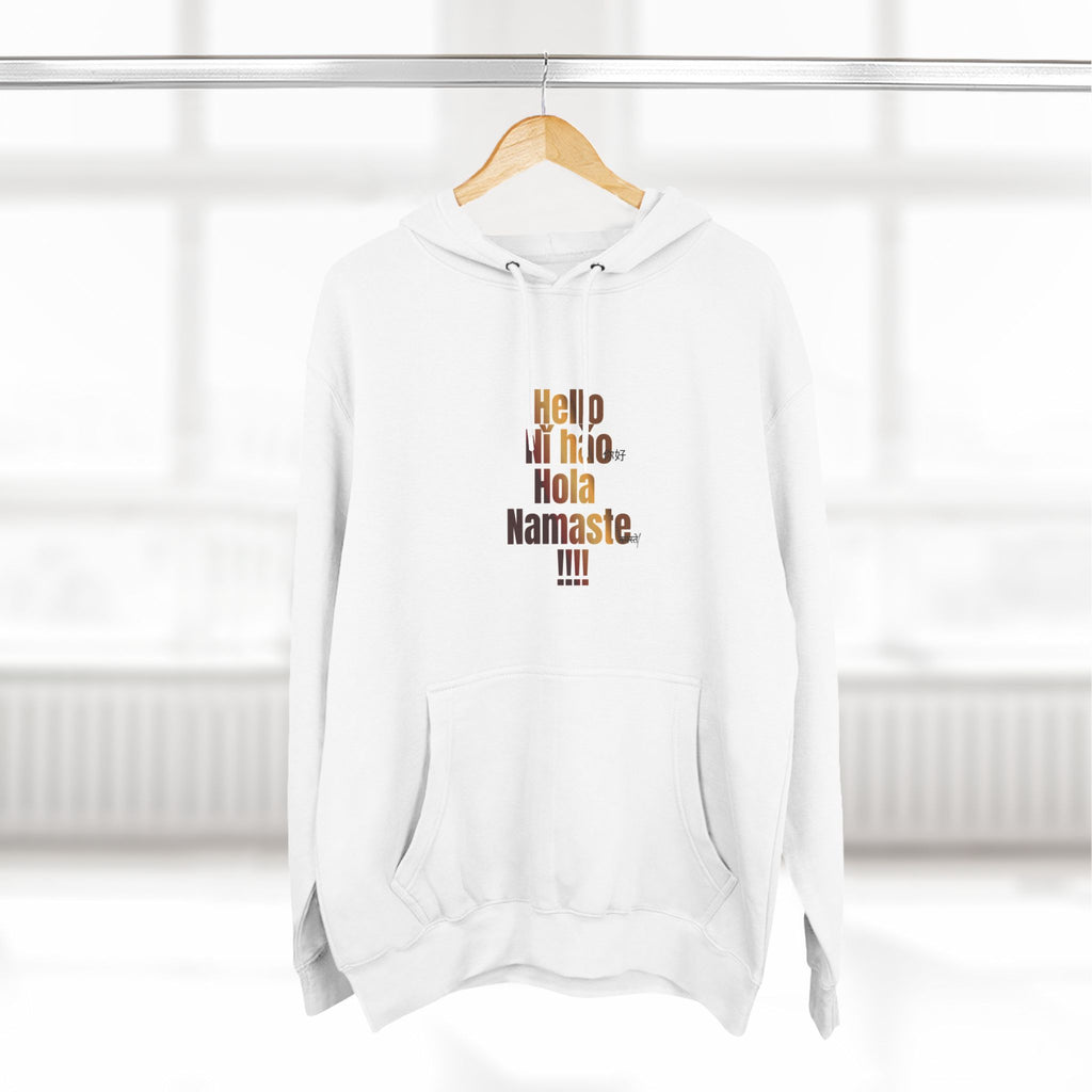 “Hello” Three-Panel Fleece Hoodie.