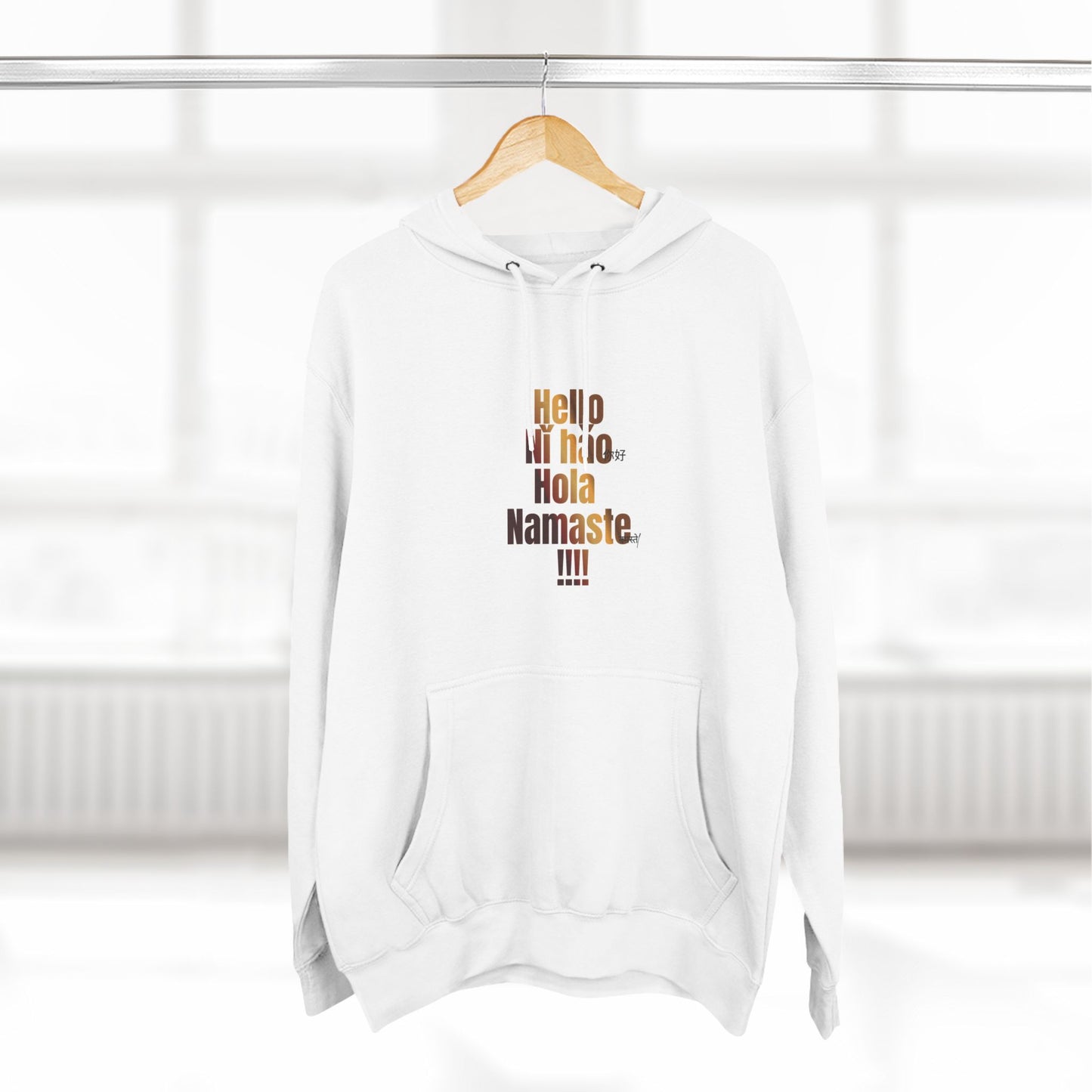 “Hello” Three-Panel Fleece Hoodie.