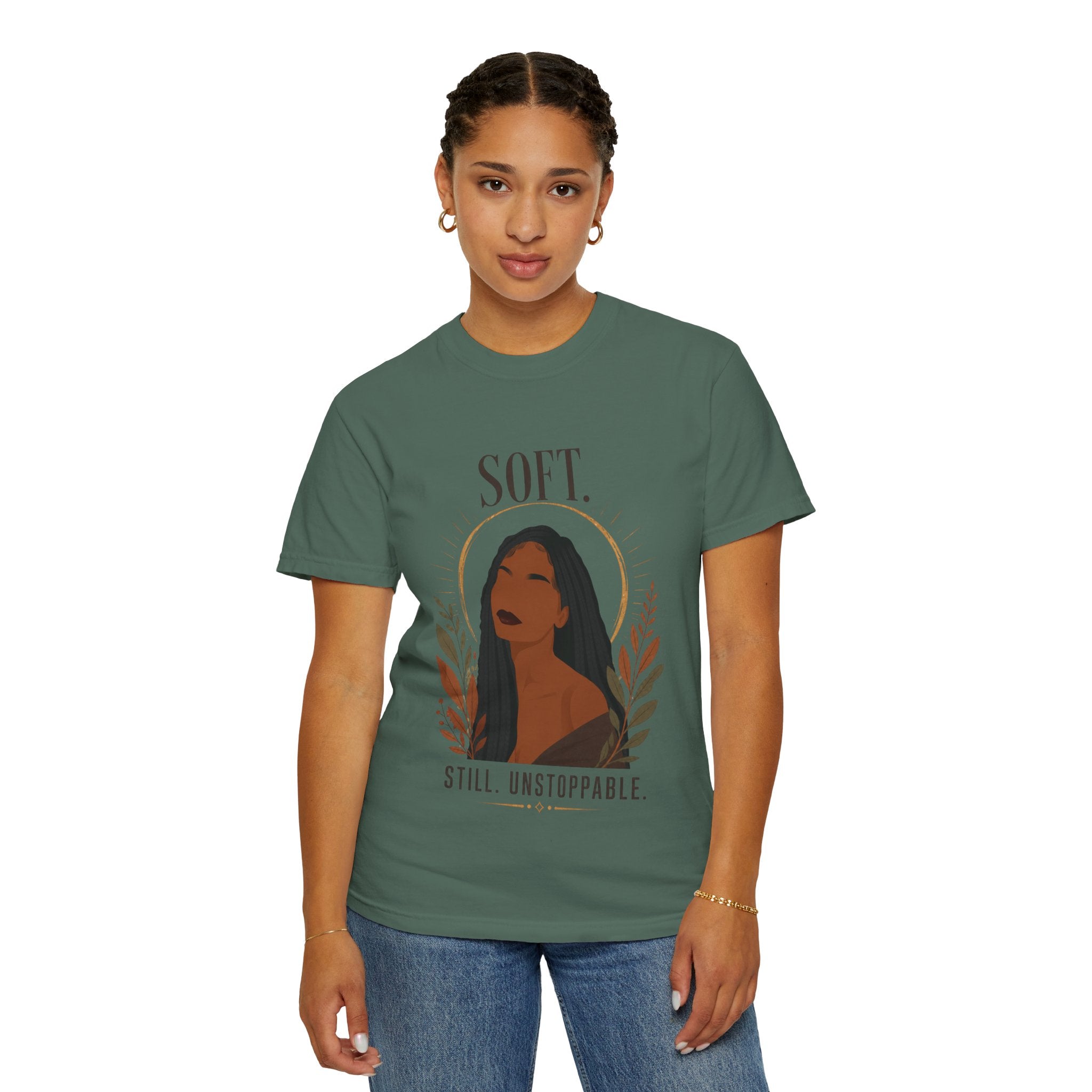 Soft. Still. Unstoppable. Comfort Colors® Graphic Tee – Original Black Woman Art, Empowerment Shirt