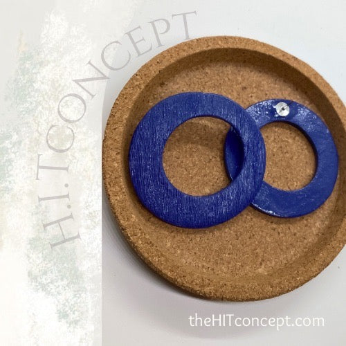 Handmade Royal Blue Polymer Clay Statement Earrings –