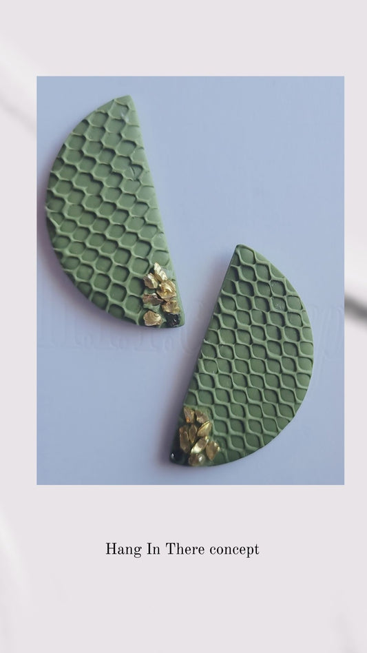 Golden Edge Crescent Studs