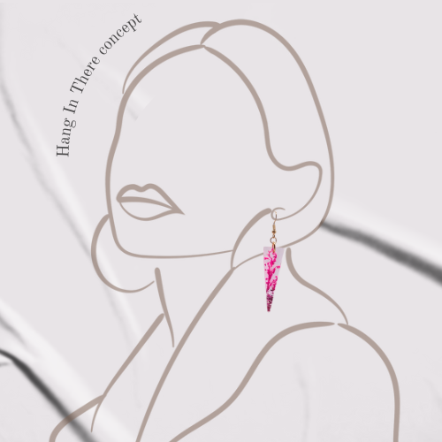 Handmade Resin Earrings with Pink Floral Design – Stainless Steel Hooks, Lightweight Dangle Jewelry