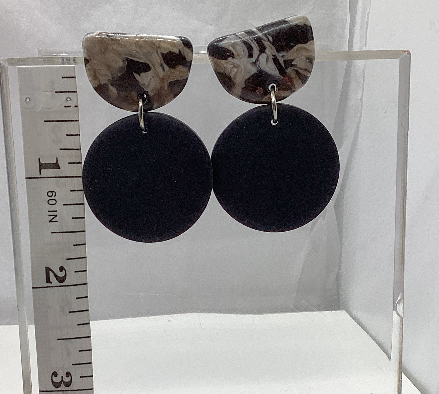 Black Matte Dangle Earrings – Handmade Polymer Clay Statement Jewelry