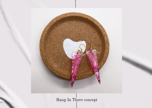 Handmade Resin Earrings with Pink Floral Design – Stainless Steel Hooks, Lightweight Dangle Jewelry