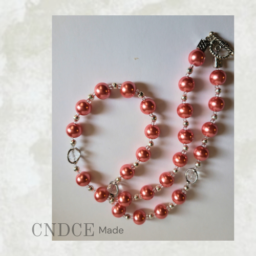 Coral Glass Pearl | Handmade Beaded Necklace | Elegant Gift for Her