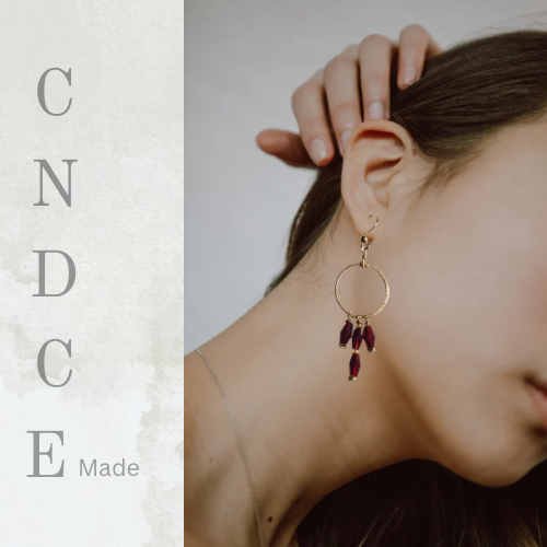 Crimson Sparkle – Handmade Red Crystal Dangle Hoop Earrings