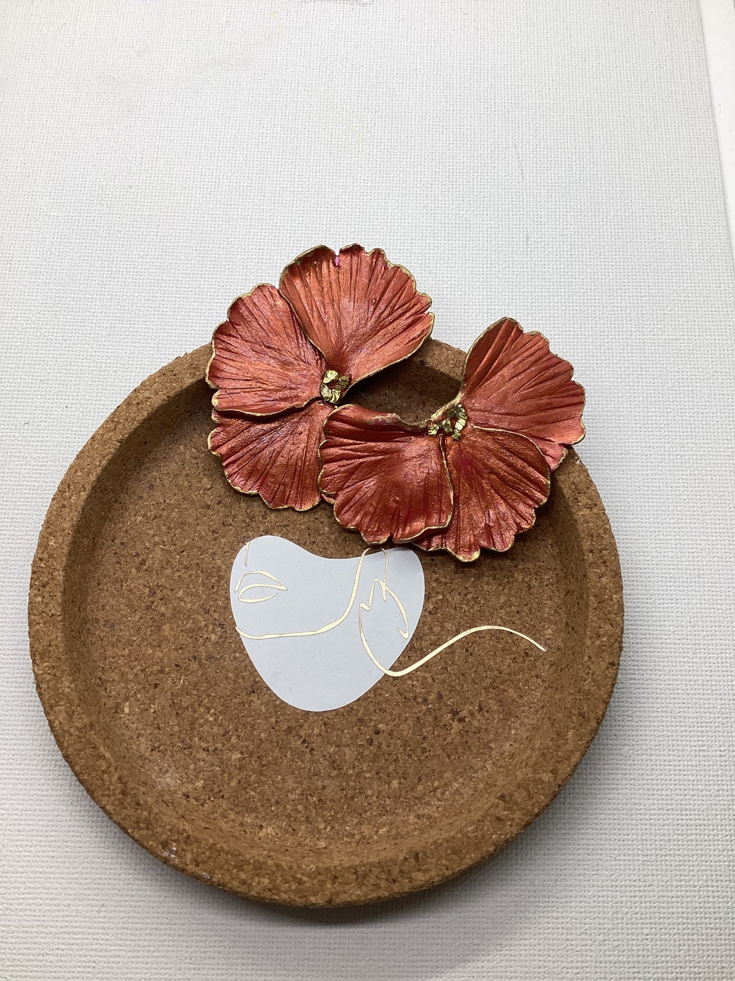 Handcrafted Metallic Copper Hibiscus Earrings – Bold & Unique Statement Jewelry