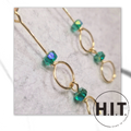 Green Crystal Gold Dangle Earrings – Handmade Minimalist Jewelry