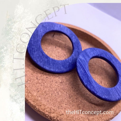 Handmade Royal Blue Polymer Clay Statement Earrings –