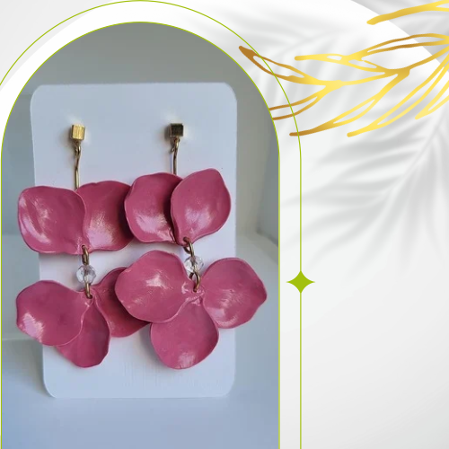 Pink peta earrings | Handmade