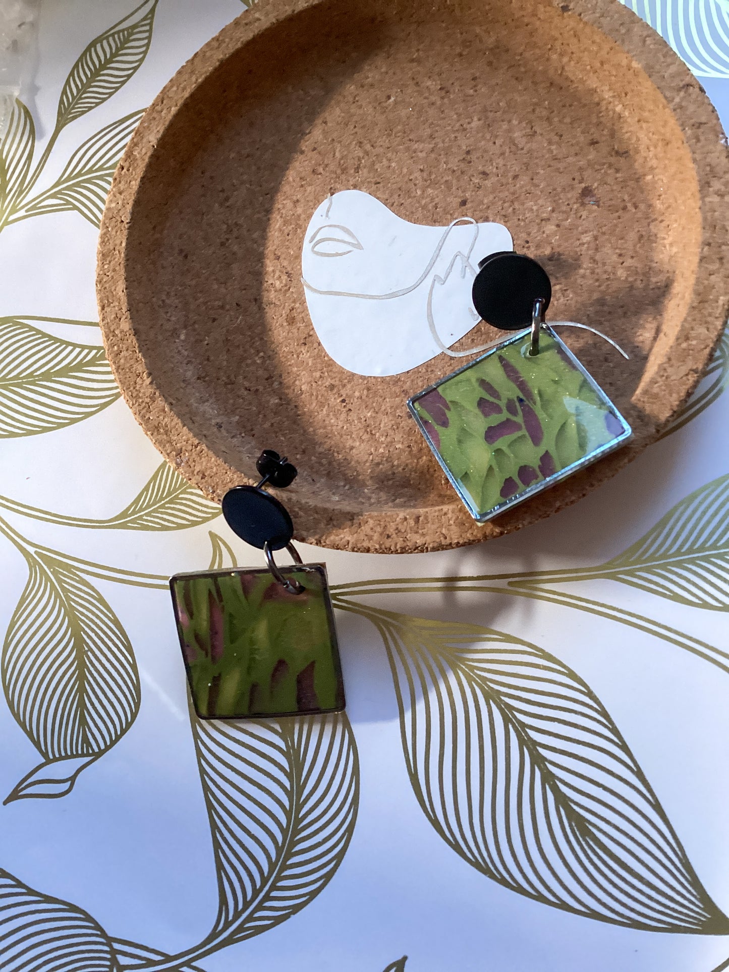 “Nature’s Echo” Handcrafted Square Earrings