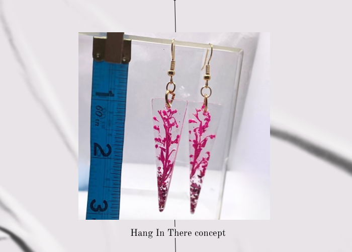Handmade Resin Earrings with Pink Floral Design – Stainless Steel Hooks, Lightweight Dangle Jewelry