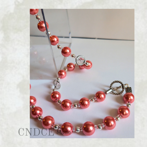 Coral Glass Pearl | Handmade Beaded Necklace | Elegant Gift for Her