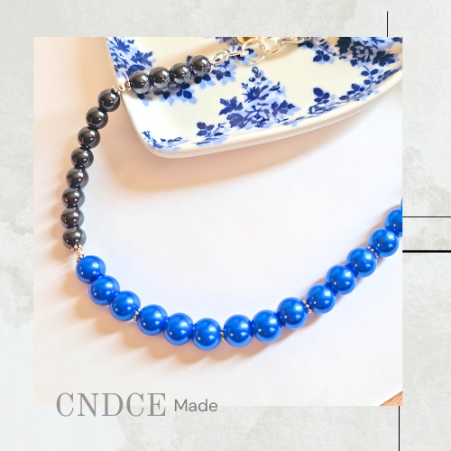 Midnight Current | Glass Pearl necklace | Bol Beaded Statement Jewelry |