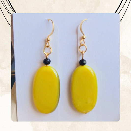Hello Yellow | Handmade Yellow Bead Dangle Earrings