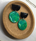 Emerald Glow Dangle Earrings – Handmade Polymer Clay Jewelry