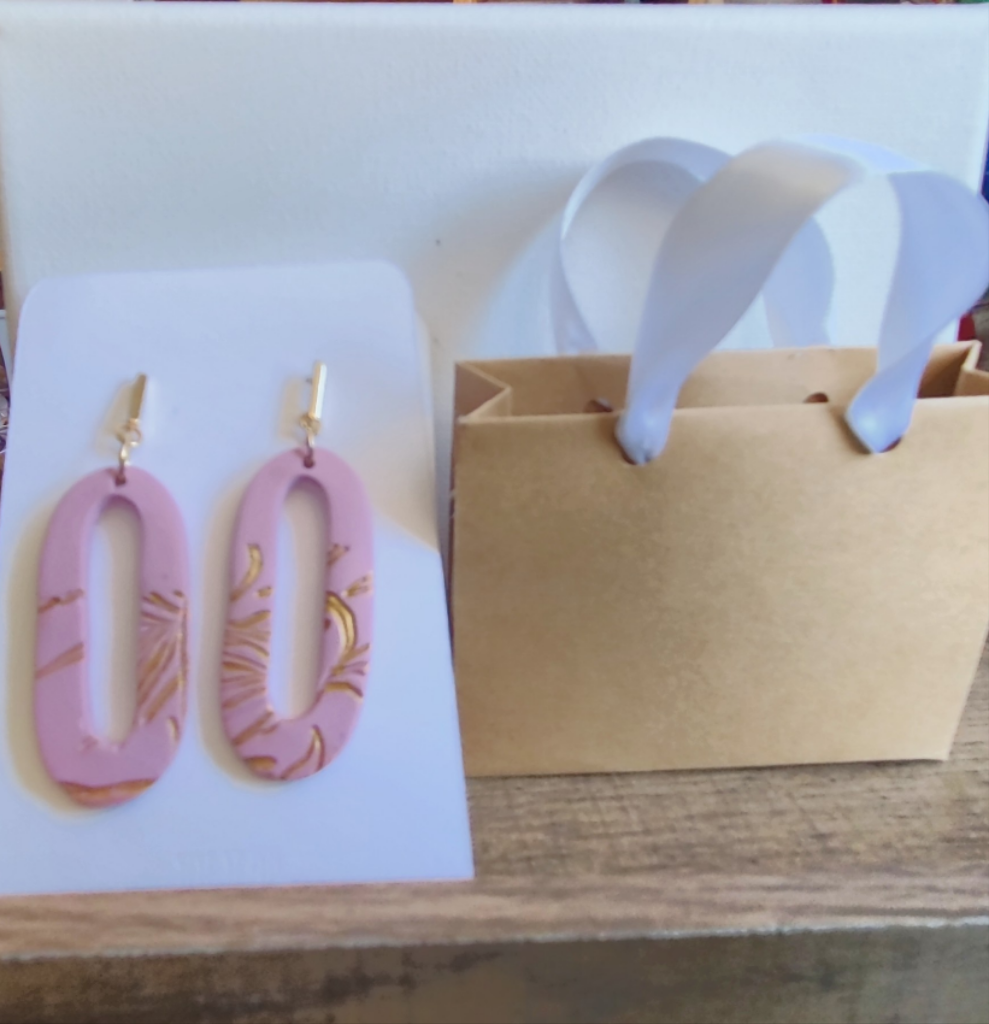 Polymer clay earrings [Golden blush]