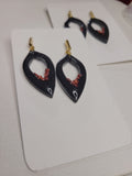 Midnight Ember Teardrop Earrings | Black Resin with Gold Accents