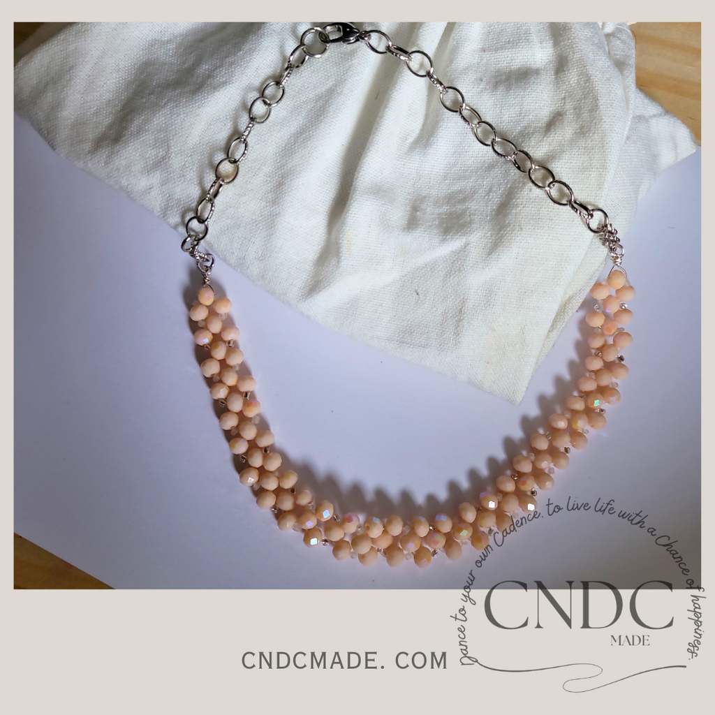 Blush Bloom Cluster | Glass Beaded Statement Necklace