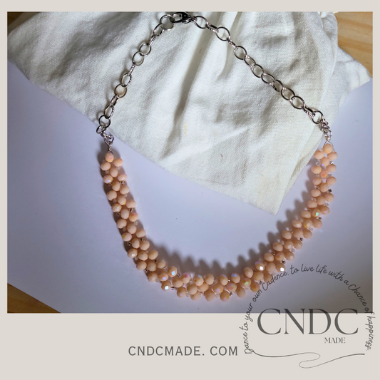 Blush Bloom Cluster | Glass Beaded Statement Necklace