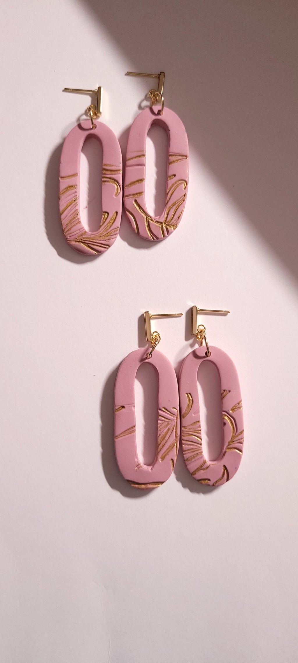 Polymer clay earrings [Golden blush]