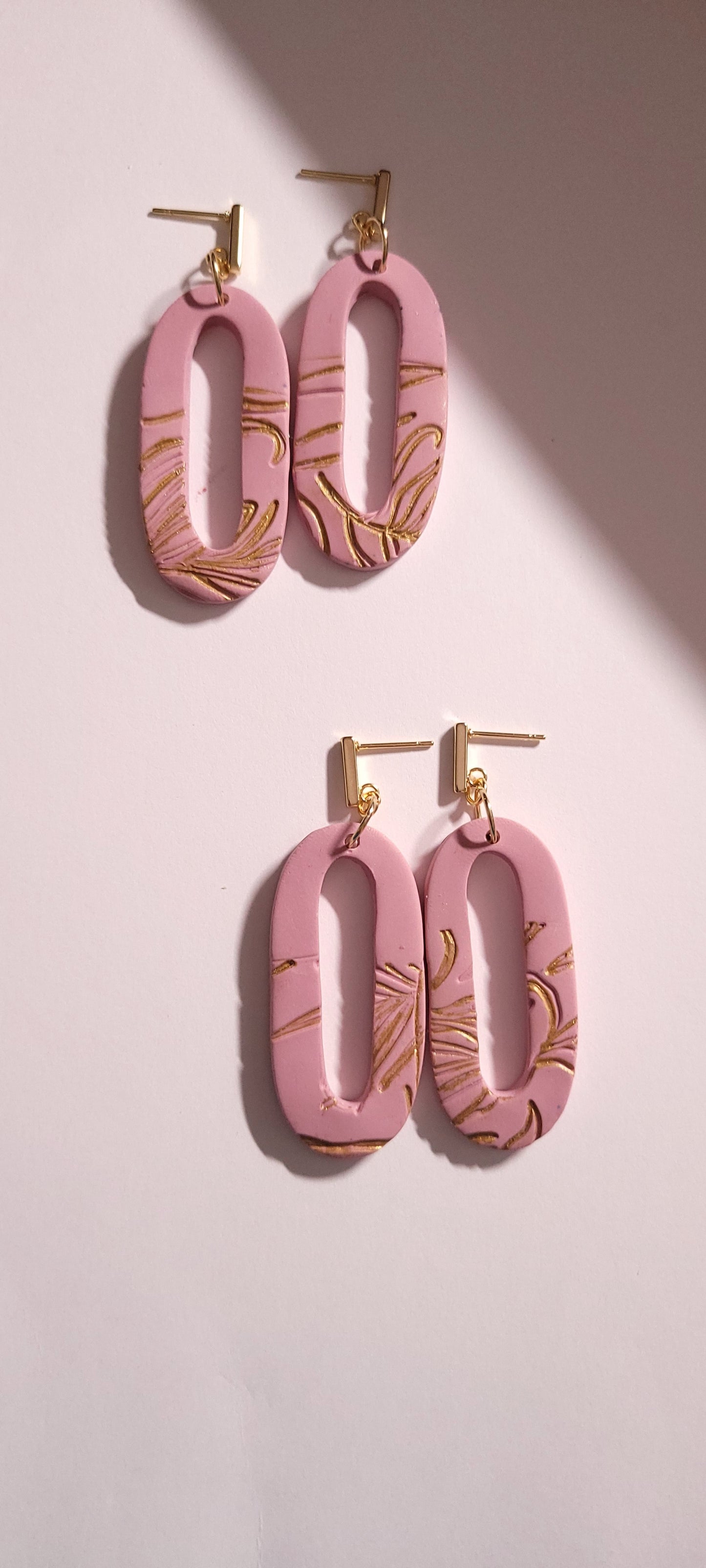 Polymer clay earrings [Golden blush]
