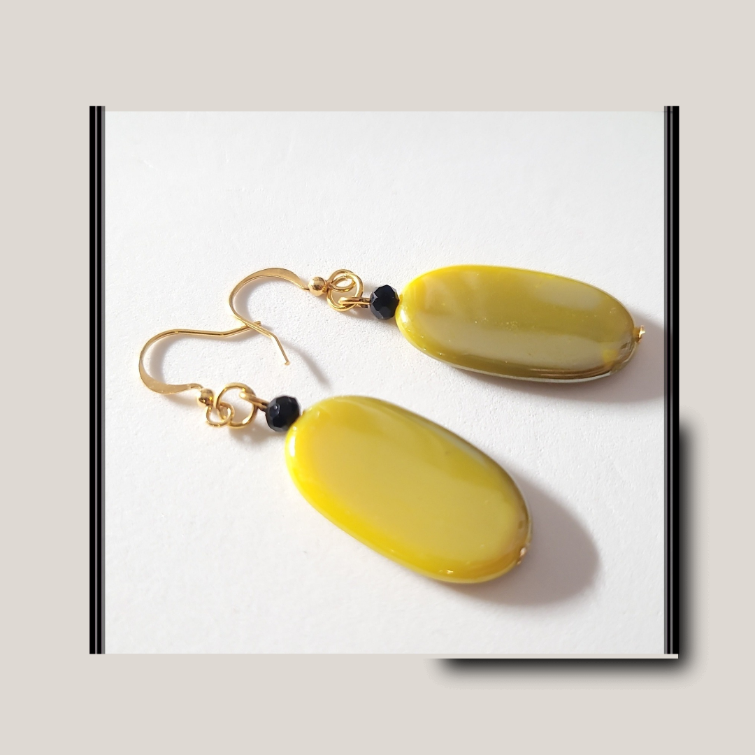 Golden Harvest | Oval Yellow Drop Earrings