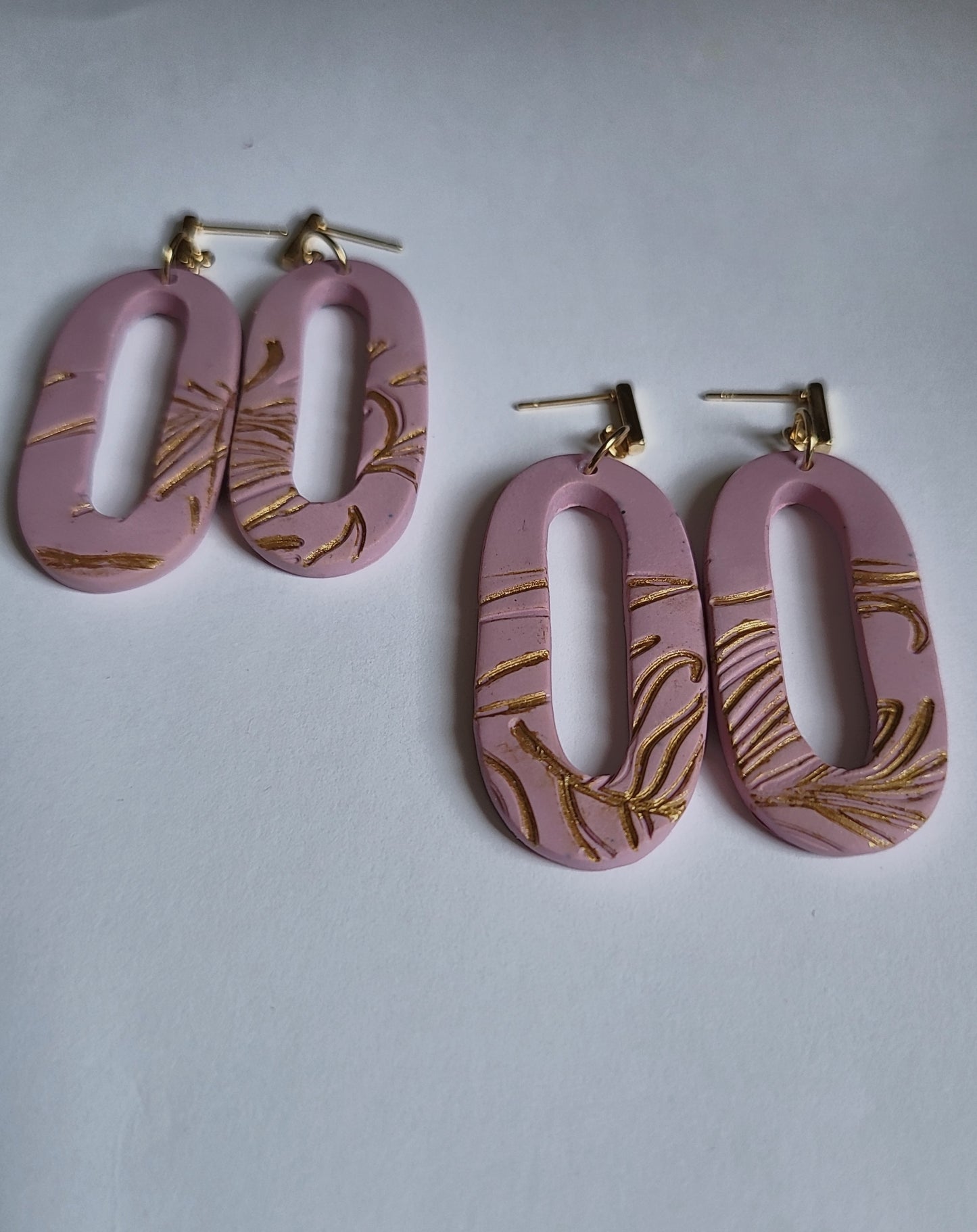 Polymer clay earrings [Golden blush]
